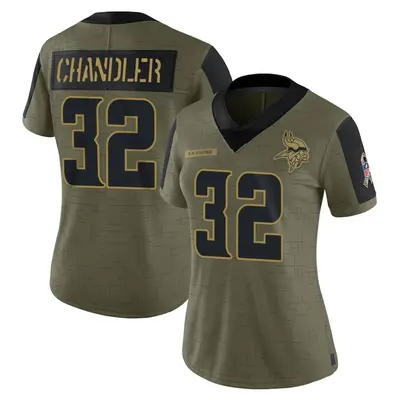 Women's Limited Ty Chandler Minnesota Vikings Olive 2021 Salute To Service Jersey